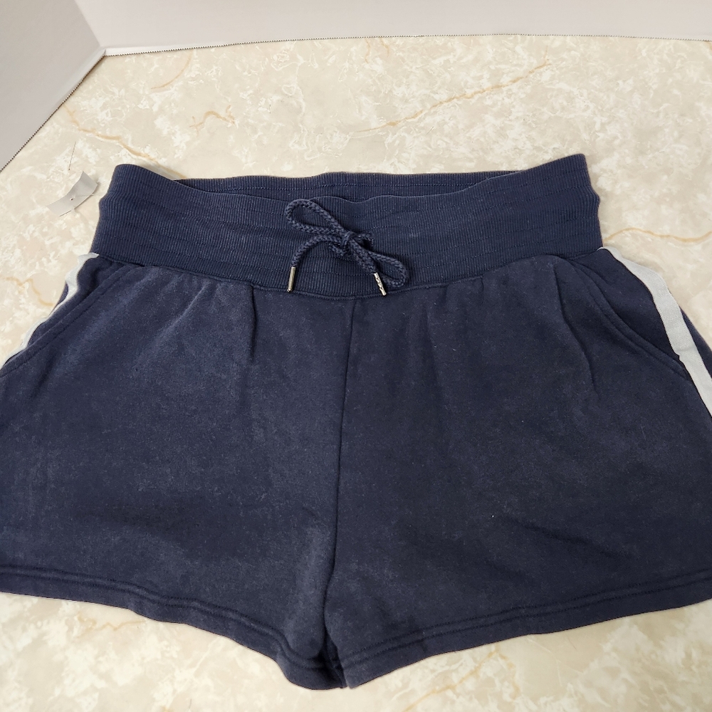 Yogalicious Washed Loop Terry Vanguard Shorts Sz Large New Blue